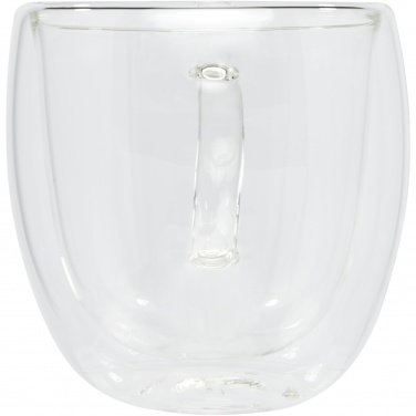 Logo trade promotional products image of: Manti 2-piece 250 ml double-wall glass cup with bamboo coaster 