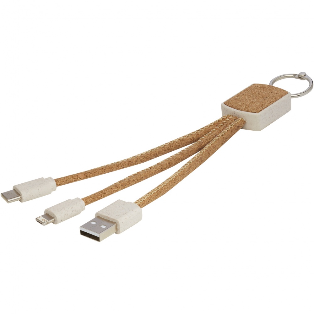 Logotrade promotional items photo of: Bates wheat straw and cork 3-in-1 charging cable