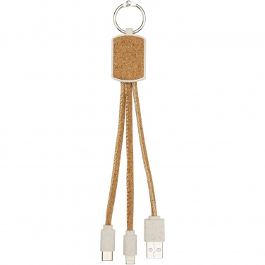 Logo trade promotional merchandise picture of: Bates wheat straw and cork 3-in-1 charging cable