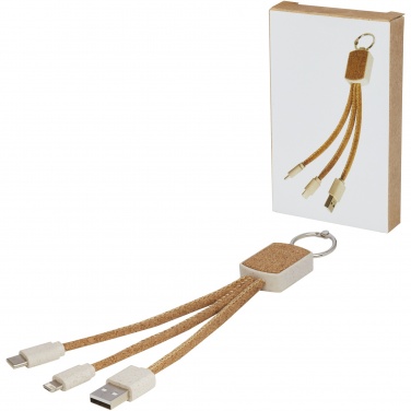 Logotrade advertising product picture of: Bates wheat straw and cork 3-in-1 charging cable