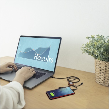 Logotrade promotional gift image of: SCX.design C36 3-in-1 rPET light-up logo extended charging cable with round bamboo casing