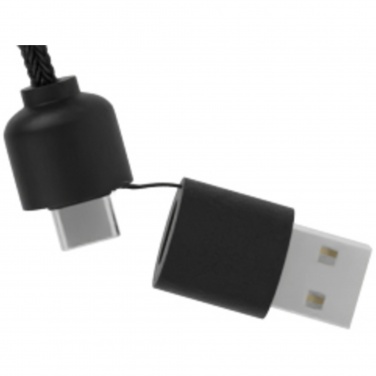 Logo trade business gifts image of: SCX.design C38 5-in-1 rPET light-up logo charging cable with squared wooden casing