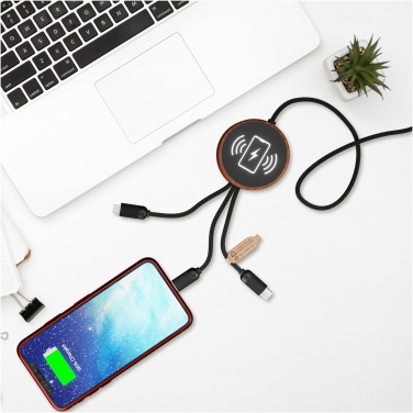 Logotrade corporate gift image of: SCX.design C40 5-in-1 rPET light-up logo charging cable and 10W charging pad