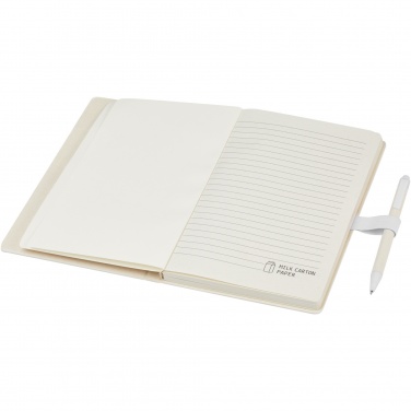 Logotrade promotional gift picture of: Dairy Dream A5 size reference recycled milk cartons notebook and ballpoint pen set