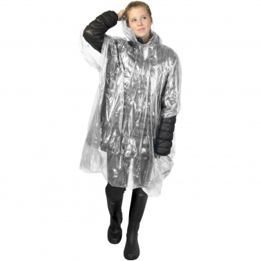Logotrade promotional product picture of: Mayan recycled plastic disposable rain poncho with storage pouch