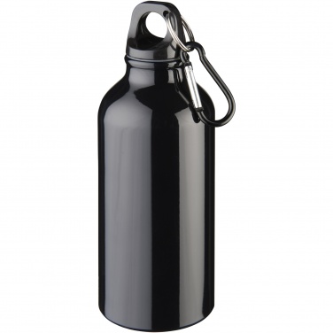 Logo trade promotional merchandise image of: Oregon 400 ml RCS certified recycled aluminium water bottle with carabiner