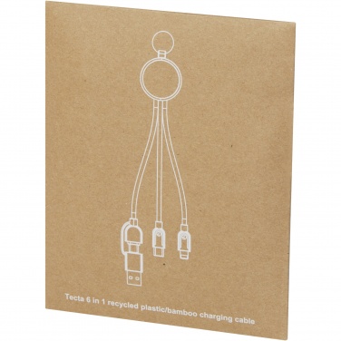 Logotrade promotional giveaways photo of: Tecta 6-in-1 recycled plastic/bamboo charging cable with keyring