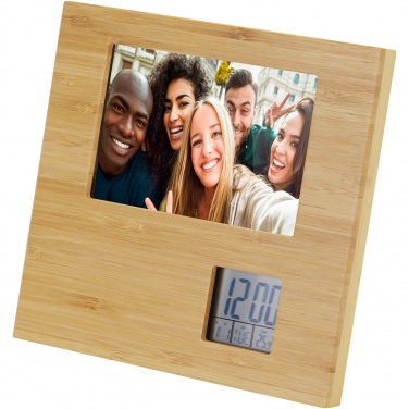 Logo trade business gift photo of: Sasa bamboo photo frame with thermometer