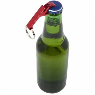 Logo trade promotional gifts picture of: Tao RCS recycled aluminium bottle and can opener with keychain 