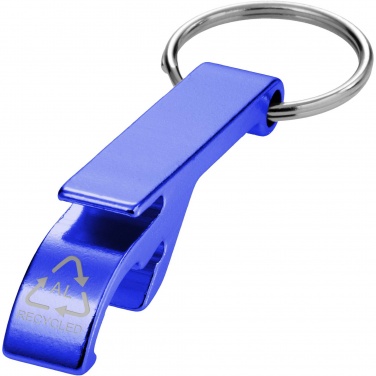 Logo trade promotional items image of: Tao RCS recycled aluminium bottle and can opener with keychain 