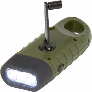 Logo trade business gift photo of: Helios recycled plastic solar dynamo flashlight with carabiner