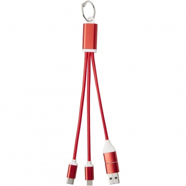 Logotrade promotional giveaway picture of: Metal 4-in-1 recycled aluminium charging cable with keychain