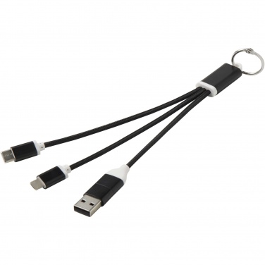 Logotrade promotional gift picture of: Metal 4-in-1 recycled aluminium charging cable with keychain