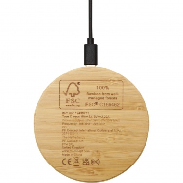 Logo trade advertising products image of: Essence 15W bamboo wireless charging pad