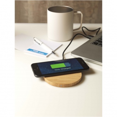 Logo trade business gift photo of: Essence 15W bamboo wireless charging pad