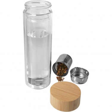 Logotrade promotional product picture of: Bailey 400 ml borsilicate glass infuser bottle with bamboo lid