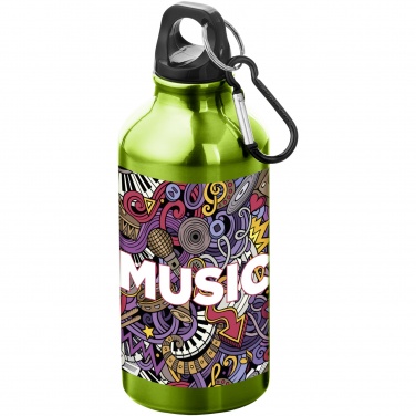 Logo trade promotional items image of: Oregon 400 ml aluminium water bottle with carabiner