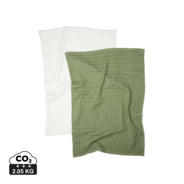 Logo trade business gifts image of: VINGA Cromer waffle kitchen towel, 2 pcs