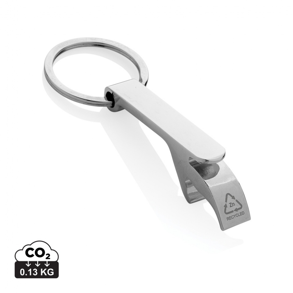 Logotrade promotional merchandise photo of: RCS recycled zinc alloy bottle opener keychain
