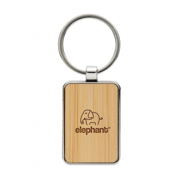Logo trade promotional merchandise picture of: RCS recycled zinc alloy rectangle keychain with bamboo