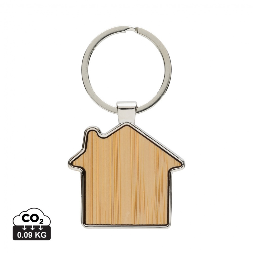 Logotrade business gifts photo of: RCS recycled zinc alloy house keychain with bamboo