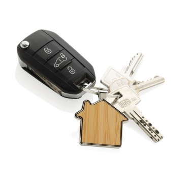 Logotrade promotional product picture of: RCS recycled zinc alloy house keychain with bamboo