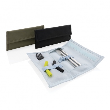 Logo trade corporate gifts picture of: Tierra 2pcs straw and cutlery set in pouch