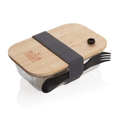 Logo trade promotional giveaways picture of: Glass lunchbox with bamboo lid