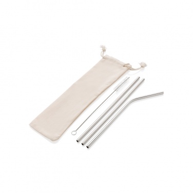 Logotrade promotional gift image of: Reusable stainless steel 3 pcs straw set