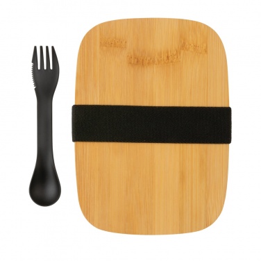 Logo trade promotional product photo of: Stainless steel lunchbox with bamboo lid and spork