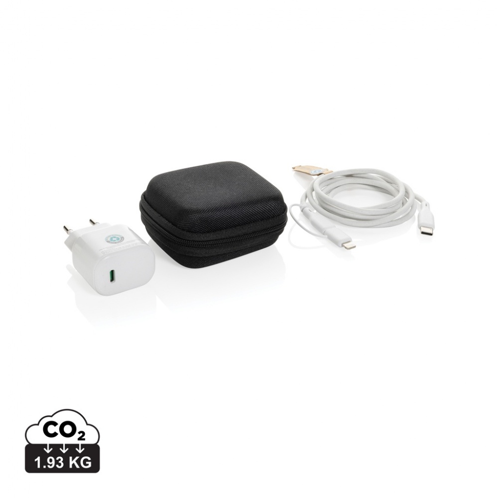 Logotrade promotional gift image of: Boost RCS reycled PET 20W type C 2 pcs charging set