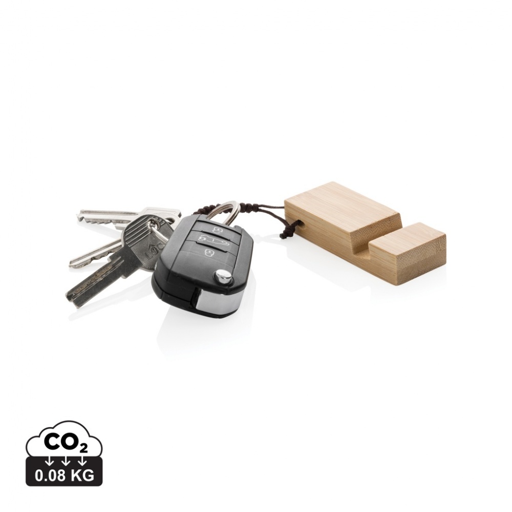Logotrade promotional items photo of: Standkey bamboo keychain phone stand