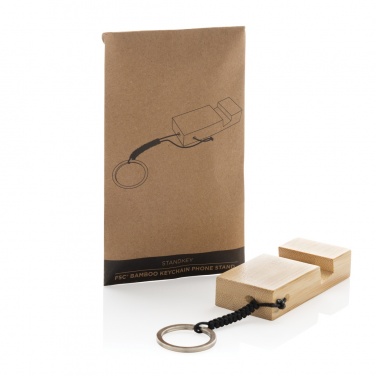 Logotrade promotional products photo of: Standkey bamboo keychain phone stand