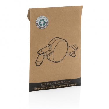 Logo trade promotional items image of: RCS recycled plastic Ontario 6-in-1 retractable cable