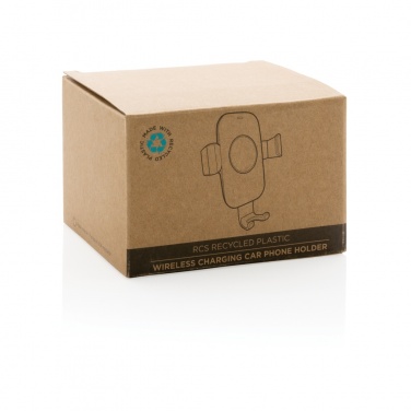 Logo trade promotional giveaways picture of: RCS recycled plastic 10W wireless charging car holder
