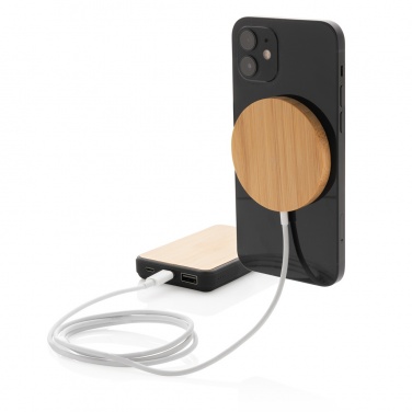 Logo trade corporate gifts image of: 10W bamboo magnetic wireless charger