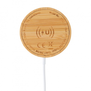 Logo trade promotional giveaway photo of: 10W bamboo magnetic wireless charger