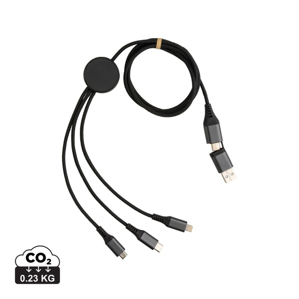 Logo trade promotional merchandise picture of: Terra RCS recycled aluminium 120cm 6-in-1 cable