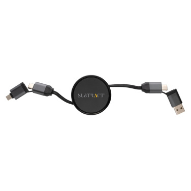 Logo trade promotional giveaways picture of: Terra RCS recycled aluminium retractable 6 in 1 cable