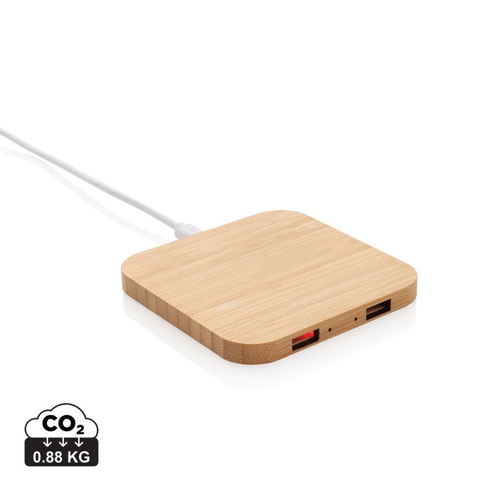 Logotrade promotional items photo of: Bamboo 5W wireless charger with USB