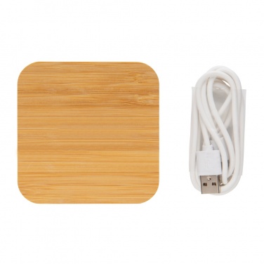 Logotrade promotional products photo of: Bamboo 5W wireless charger with USB