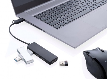 Logo trade promotional giveaways picture of: RCS recycled plastic USB hub with dual input