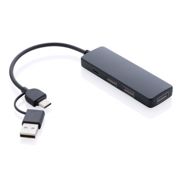 Logo trade advertising products picture of: RCS recycled plastic USB hub with dual input
