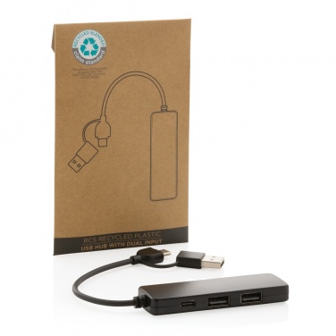Logotrade promotional items photo of: RCS recycled plastic USB hub with dual input