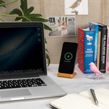 Logotrade promotional items photo of: Bamboo 5W wireless charging stand