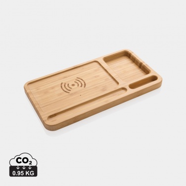 Logotrade corporate gift picture of: Bamboo desk organiser 10W wireless charger