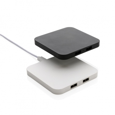 Logo trade promotional merchandise image of: RCS recycled plastic 10W Wireless charger with USB Ports