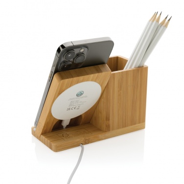 Logotrade promotional item picture of: Calgary bamboo 10W wireless charger