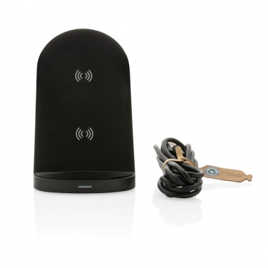 Logotrade corporate gift image of: RCS recycled plastic double coil wireless stand 15W