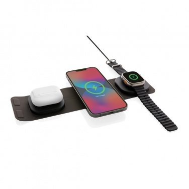 Logotrade promotional item picture of: Swiss Peak RCS rplastic 3-in-1 wireless 15W travel charger
